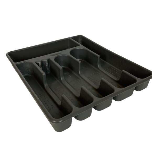 Rubbermaid Dark Gray Black Plastic Utensil Kitchen Drawer Organizer Storage Vtg - Picture 3 of 4